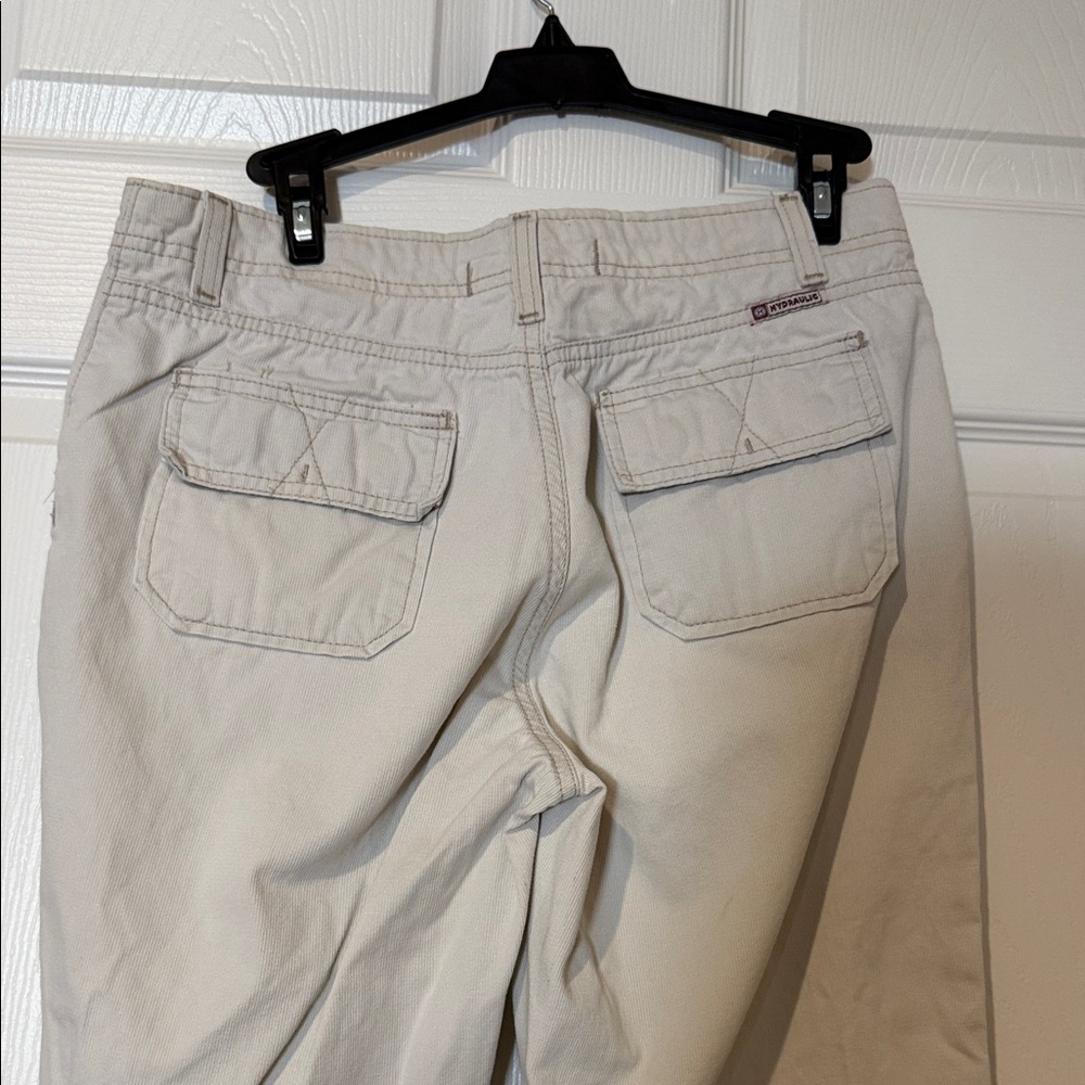 Hydraulic Cream Wide-Leg Drawstring Cargo Jeans - Picture 4 of 8